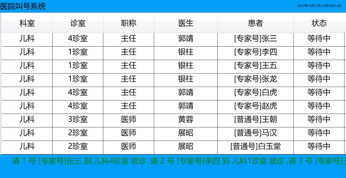 WPF 医院叫号系统